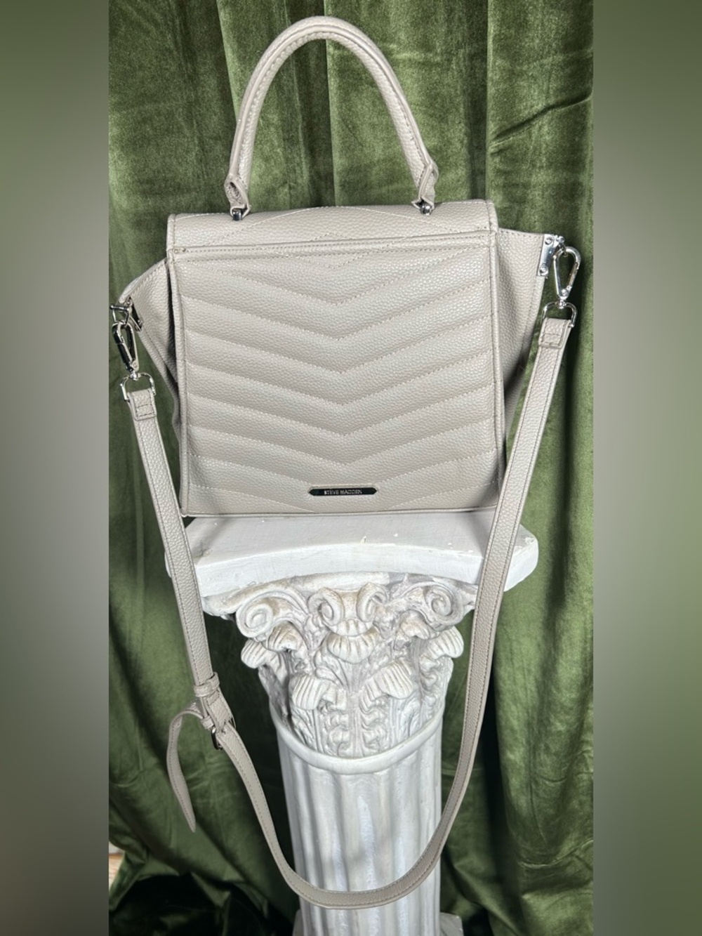 Steve Madden Chevron Quilted Satchel – Ice Gray - Picture 2 of 11